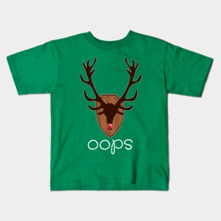 Oops Red Nose Reindeer Trophy Funny Christmas Parody Kids T-Shirt